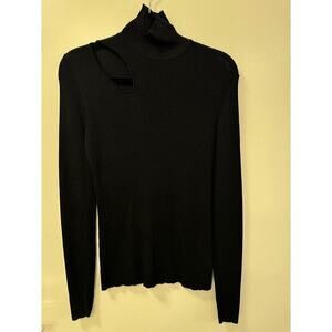 Rachel Roy Black Medium NWOT Ribbed Turtleneck Sweater with Cutout